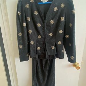 Black silk skirt set